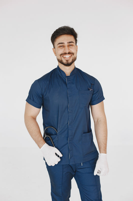 Navy Blue Lab Coat Men ( Custimization Available )